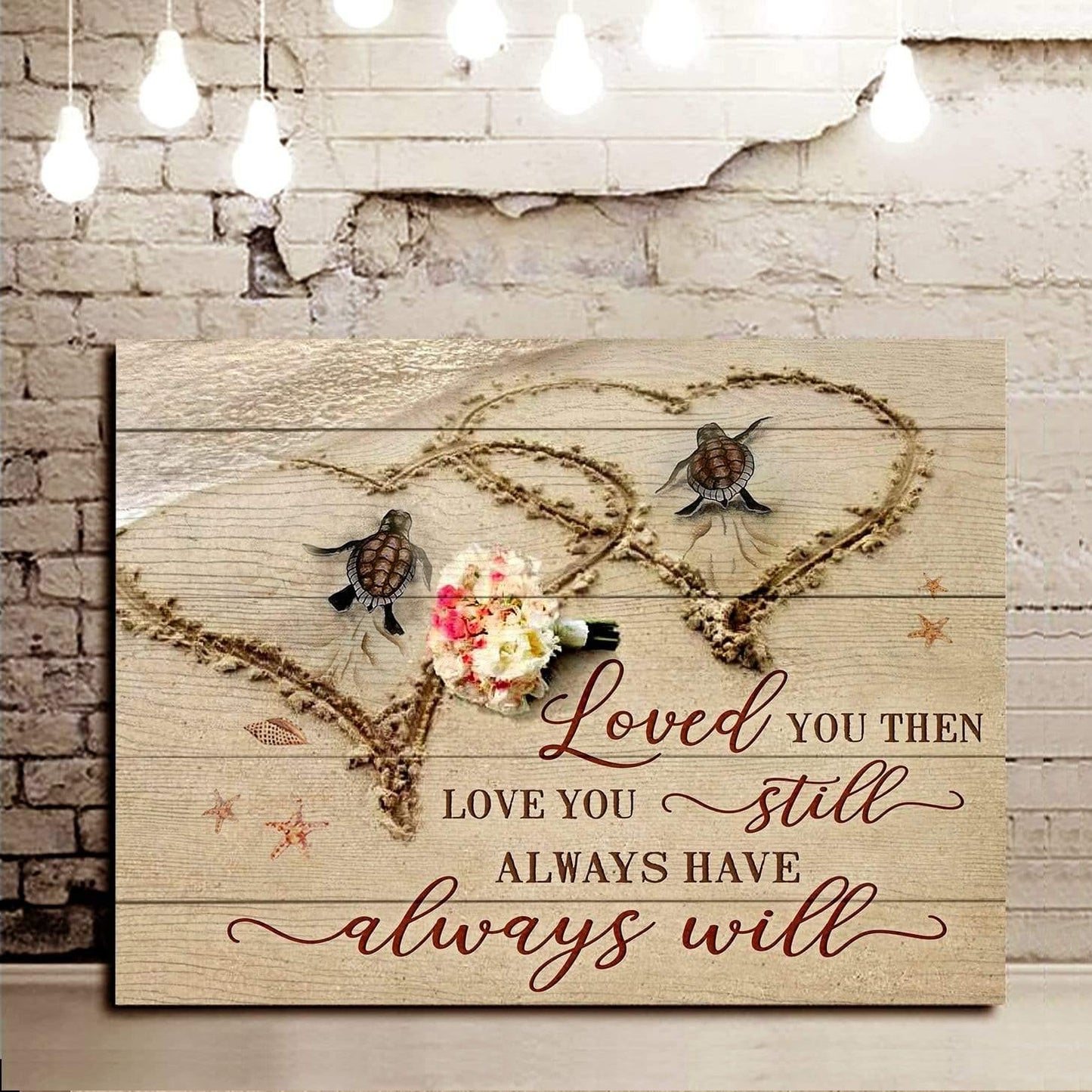 Turtle Loved You Then Framed Canvas Wall Art