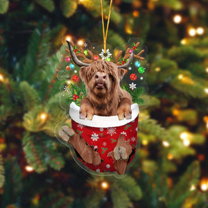 Highland In Pocket Acrylic Ornament, Farm Christmas Ornament