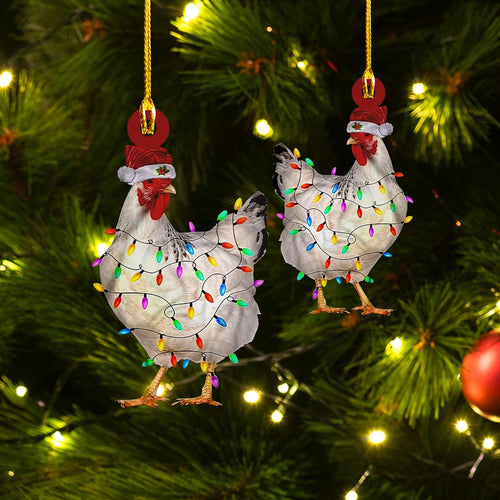 Custom Shaped Ornament - Chicken Merry Christmas - DAH 111