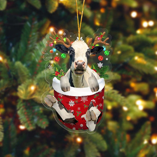 Holstein In Pocket Acrylic Ornament, Farm Christmas Ornament