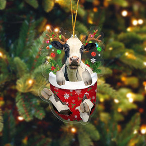 Holstein In Pocket Acrylic Ornament, Farm Christmas Ornament