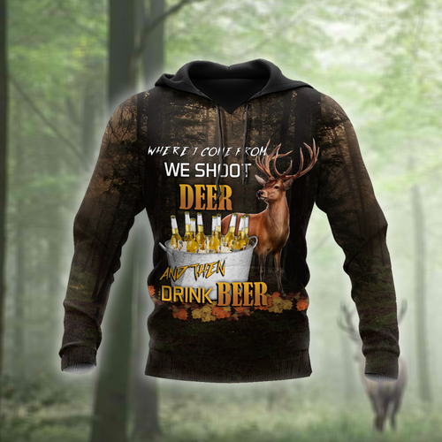 Hunting Gifts Deer Hunting Gifts Hunting Deer and Drinking Beer US Unisex Size Hoodie