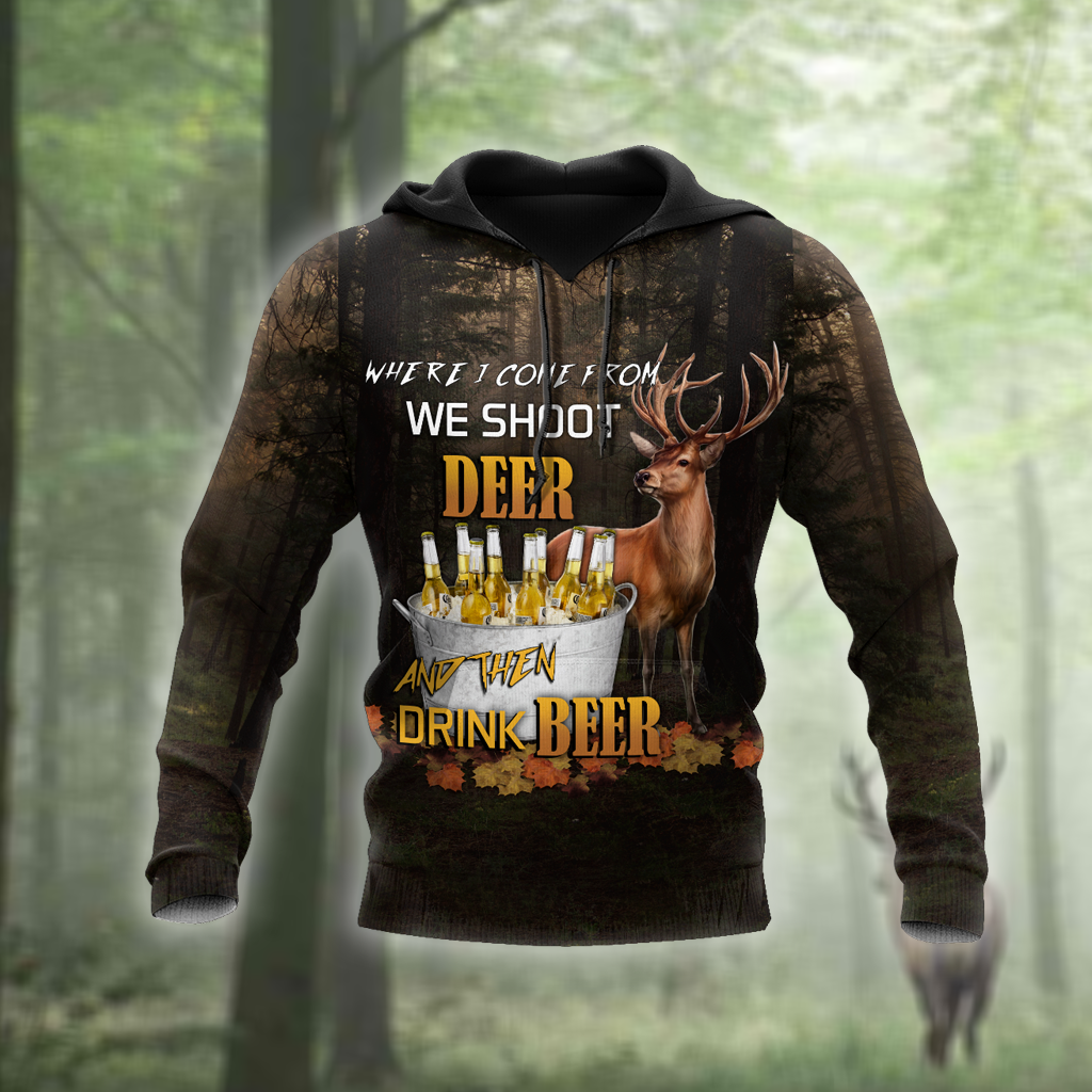 Hunting Gifts Deer Hunting Gifts Hunting Deer and Drinking Beer US Unisex Size Hoodie