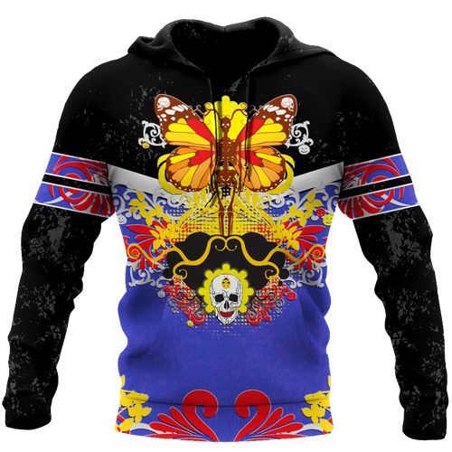 Skull Gifts Butterfly Love Skull all over printed US Unisex Size Hoodie