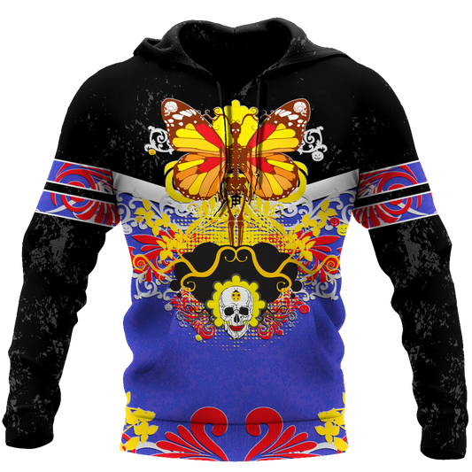 Skull Gifts Butterfly Love Skull all over printed US Unisex Size Hoodie
