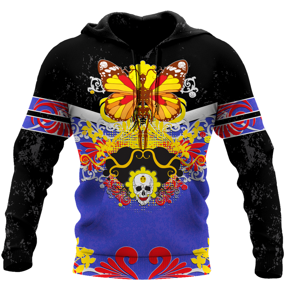 Skull Gifts Butterfly Love Skull all over printed US Unisex Size Hoodie