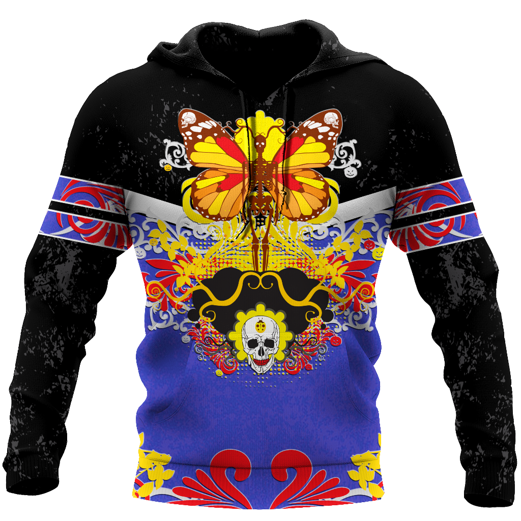 Skull Gifts Butterfly Love Skull all over printed US Unisex Size Hoodie