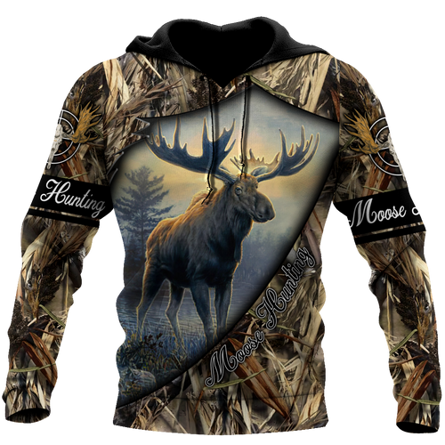 Hunting Gifts Deer Hunting Gifts Moose Hunting All Over Printed US Unisex Size Hoodie