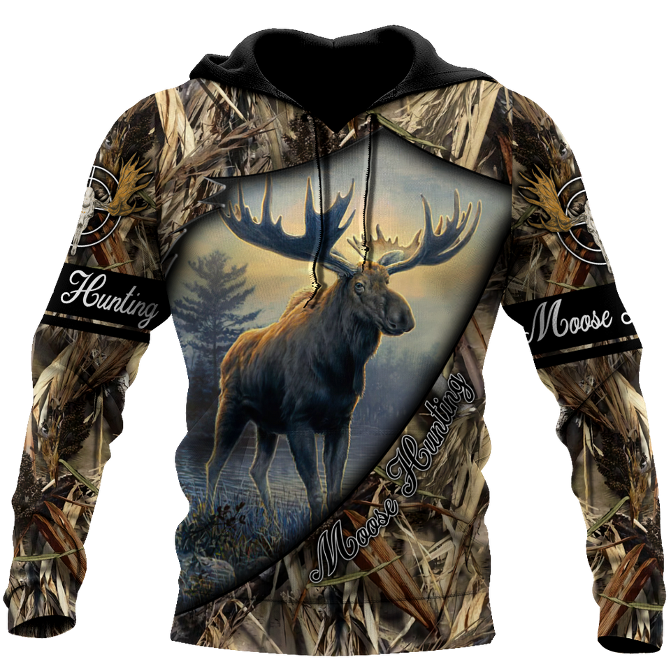 Hunting Gifts Deer Hunting Gifts Moose Hunting All Over Printed US Unisex Size Hoodie