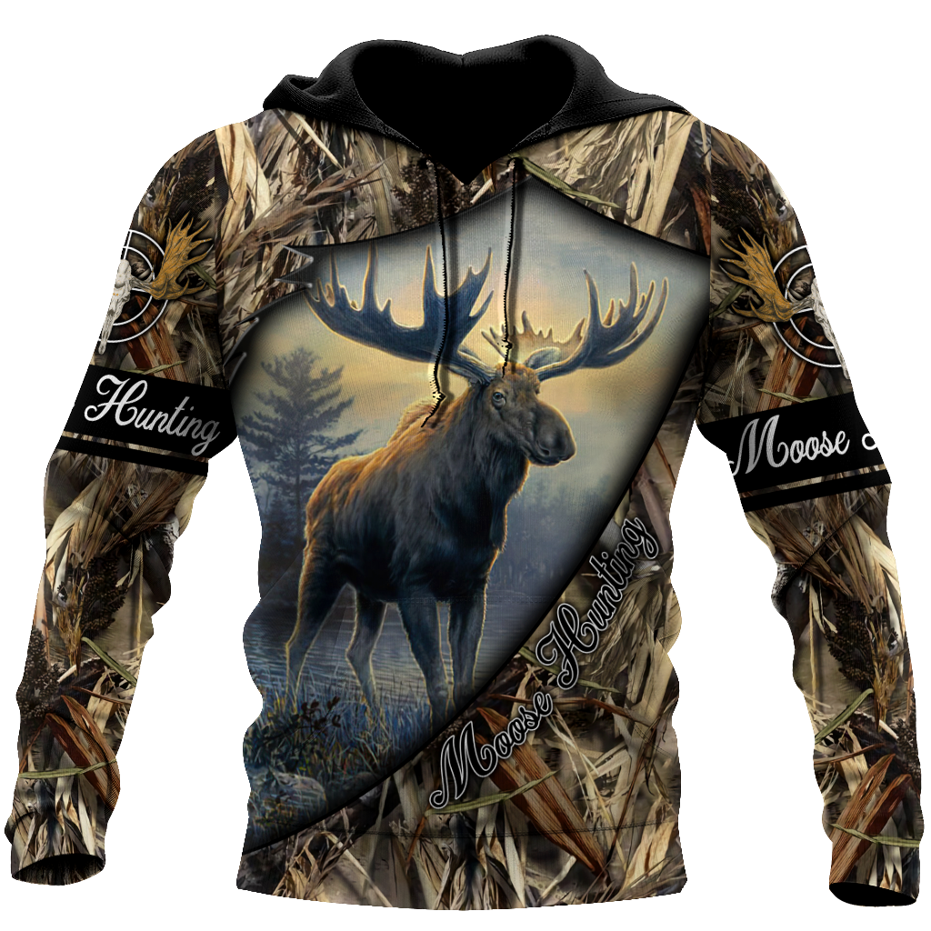 Hunting Gifts Deer Hunting Gifts Moose Hunting All Over Printed US Unisex Size Hoodie