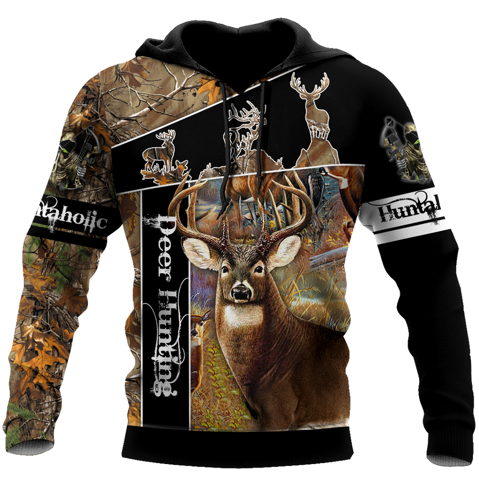 Hunting Gifts Deer Hunting Gifts Huntaholic - Deer Hunting All Over Printed US Unisex Size Hoodie