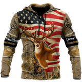 Hunting Gifts Deer Hunting Gifts Deer Hunting America Flag All Over Printed US Unisex Size Hoodie