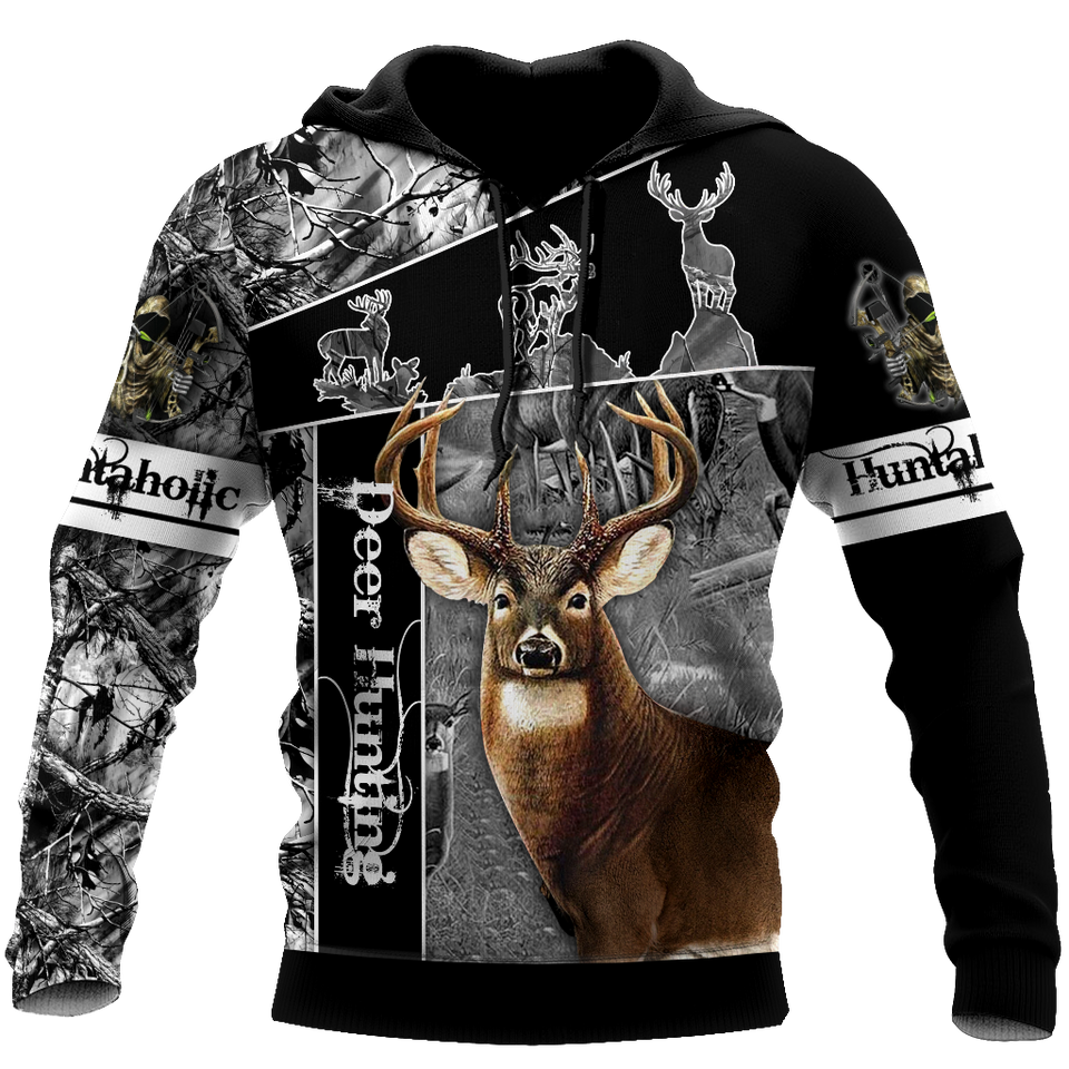 Hunting Gifts Deer Hunting Gifts Huntaholic - Deer Hunting All Over Printed US Unisex Size Hoodie