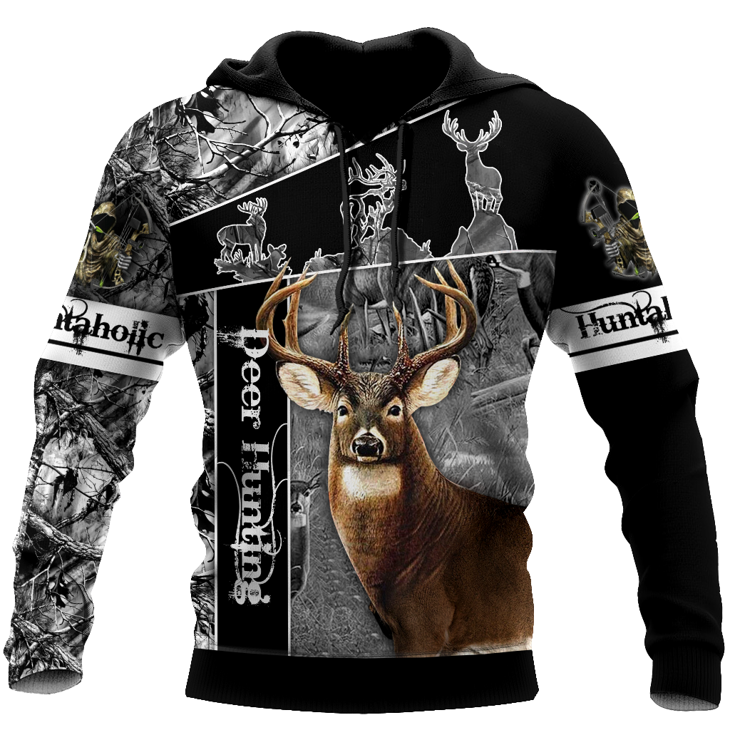 Hunting Gifts Deer Hunting Gifts Huntaholic - Deer Hunting All Over Printed US Unisex Size Hoodie