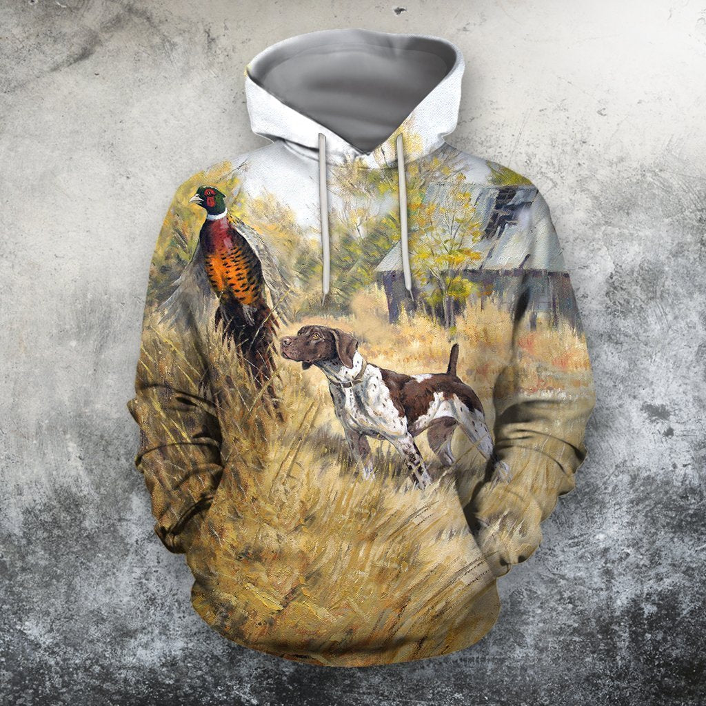 Hunting Gifts Deer Hunting Gifts All Over Printed Hunting Dog Pheasant US Unisex Size Hoodie