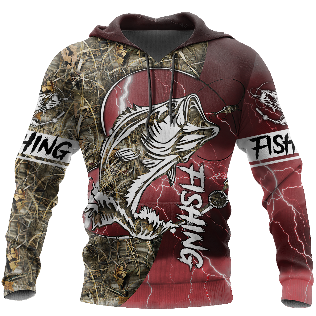 Fishing Gifts HC Bass Fishing Sport Red US Unisex Size Hoodie