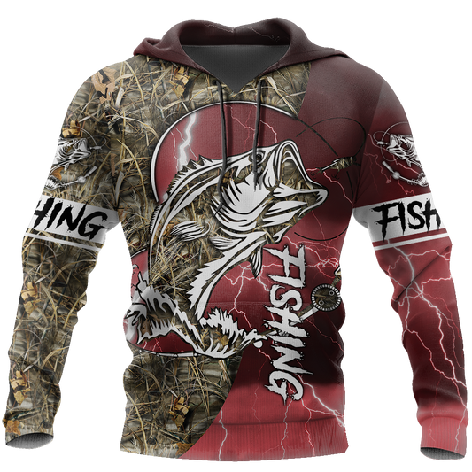 Fishing Gifts HC Bass Fishing Sport Red US Unisex Size Hoodie