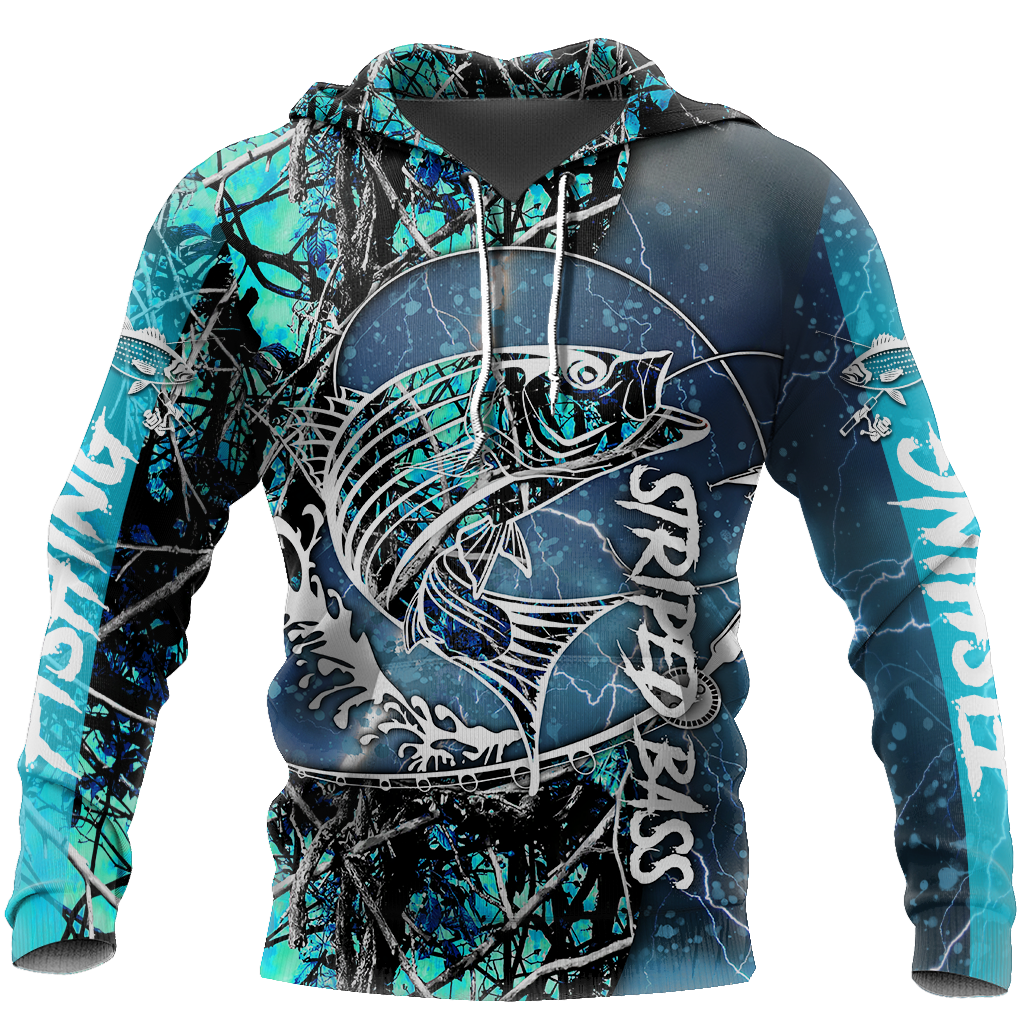 Fishing Gifts Striped Bass Fishing Water Camo All Over Printed US Unisex Size Hoodie