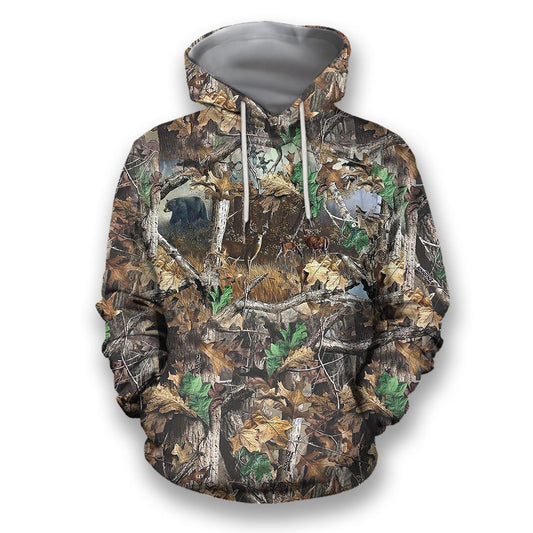 Hunting Gifts Deer Hunting Gifts All Over Printed Camo Deer Hunting US Unisex Size Hoodie