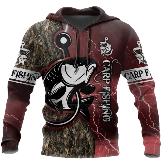 Fishing Gifts Carp Fishing Black Red US Unisex Size Hoodie