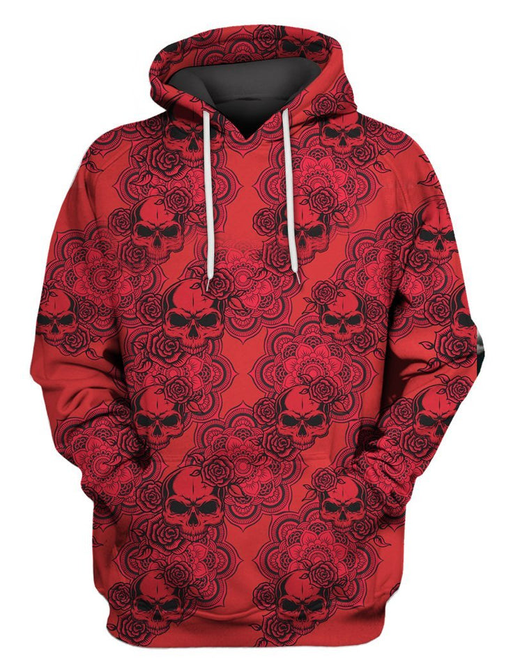 Skull Gifts Skull Roses Mandala US Unisex Size Hoodie