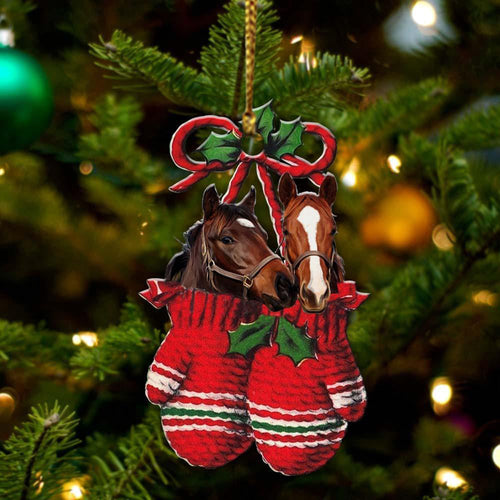 Ornament- Horse Inside Your Gloves Christmas Holiday-Two Sided Ornament, Christmas Ornament, Car Ornament