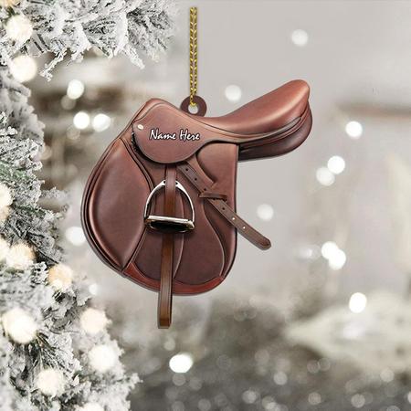 Horse Saddle, Personalized Flat Ornament For Horse Lovers, Cowboy Cowgirl, Name & Saddle Color can be changed, Made by Acrylic and Two Sides are the Same