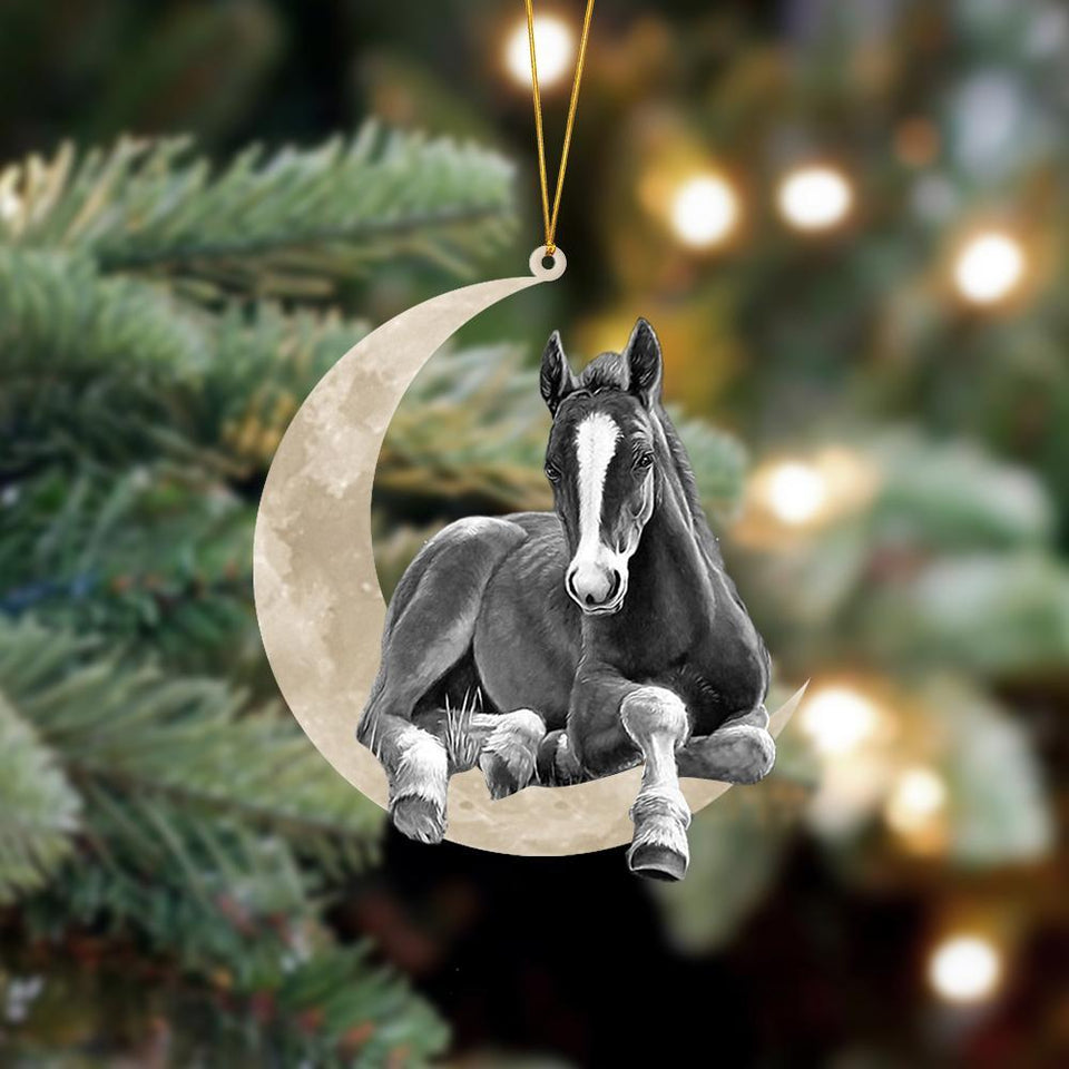 Godmerch- Ornament- Horse Sits On The Moon Hanging Ornament Dog Ornament, Car Ornament, Christmas Ornament