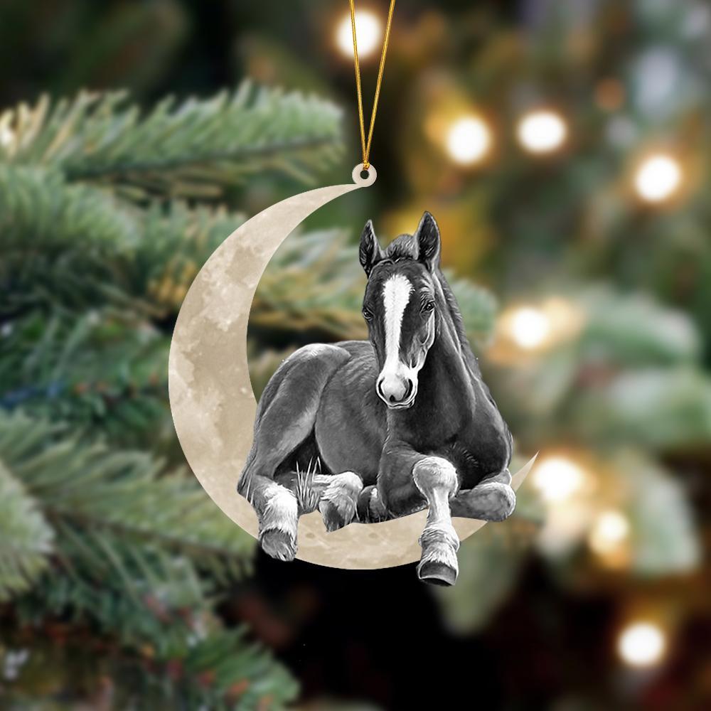 Godmerch- Ornament- Horse Sits On The Moon Hanging Ornament Dog Ornament, Car Ornament, Christmas Ornament