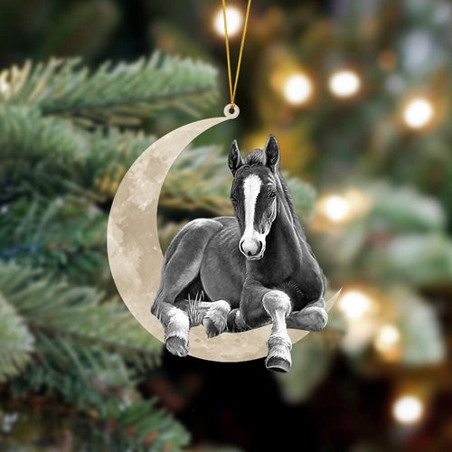 Horse Sits On The Moon Hanging Ornament, Animal Christmas Ornaments