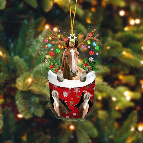 Horse In Pocket Acrylic Ornament, Farm Christmas Ornament