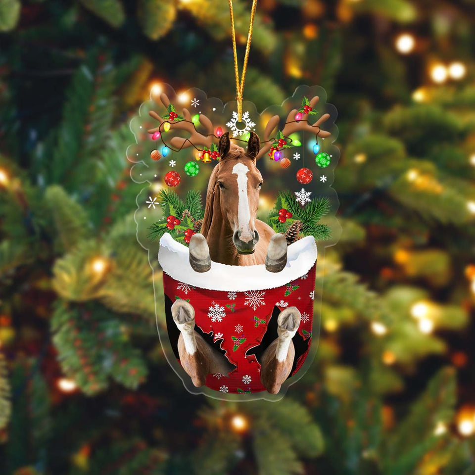 Horse In Pocket Acrylic Ornament, Farm Christmas Ornament