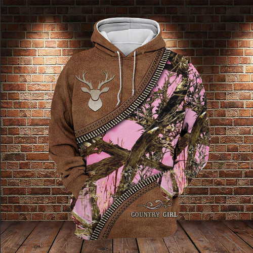 Hunting Gifts Hunting Country Girl All Over Printed US Unisex Size Hoodie