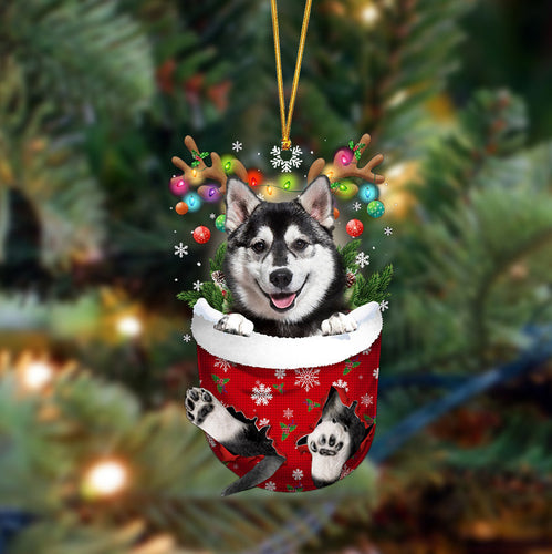 Husky-In Christmas Pocket Two Sides Ornament, Christmas Dog Hanging Ornament