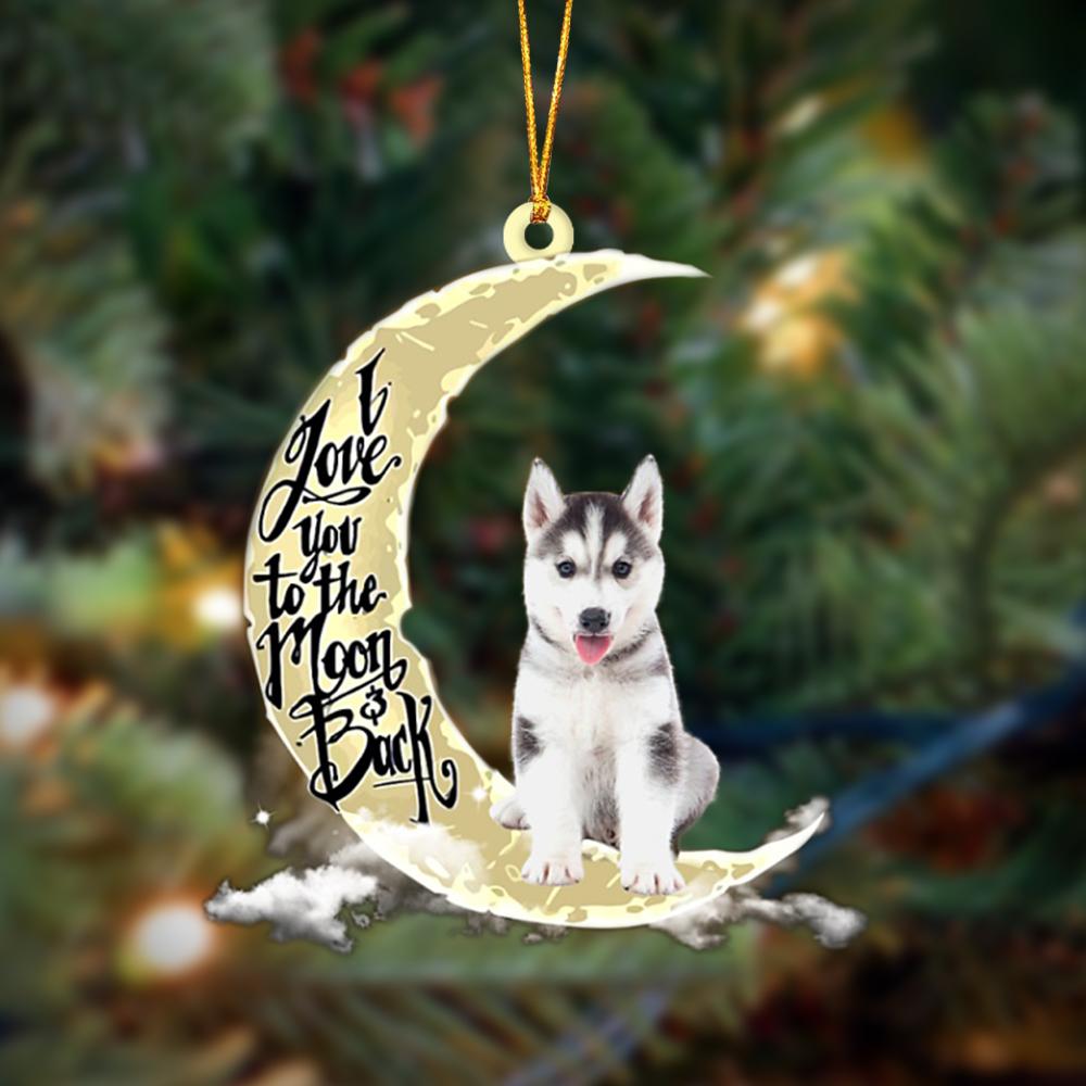 Godmerch- Husky I Love You To The Moon And Back Hanging Ornament Dog Ornament, Car Ornament, Christmas Ornament