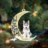 Godmerch- Husky I Love You To The Moon And Back Hanging Ornament Dog Ornament, Car Ornament, Christmas Ornament
