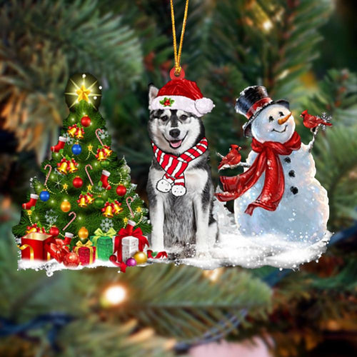 Godmerch- Ornament- Husky Christmas Snow Hanging Ornament Dog Ornament, Car Ornament, Christmas Ornament