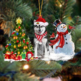 Godmerch- Ornament- Husky Christmas Snow Hanging Ornament Dog Ornament, Car Ornament, Christmas Ornament