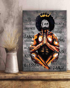 I Am Black King Canvas, Black Man Body Canvas And Poster, Wall Decor Visual Art