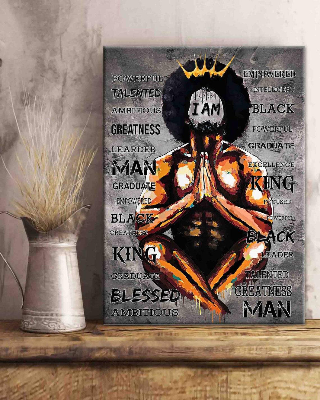 I Am Black King Canvas, Black Man Body Canvas And Poster, Wall Decor Visual Art