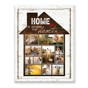 Family Collage, Canvas Family Pictures, Home Is Where The Heart Is Sign