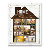 Family Collage, Canvas Family Pictures, Home Is Where The Heart Is Sign