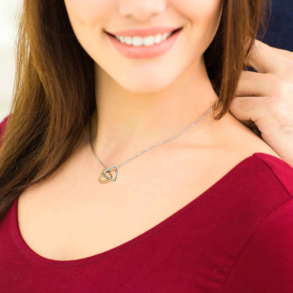 Interlocking Hearts Necklace- To My Bestie - I Will Always Be There For You - Interlocking Heart Necklace