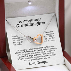 Interlocking Hearts Necklace- To my Beautiful Granddaughter - Be brave and strong - Interlocking Hearts