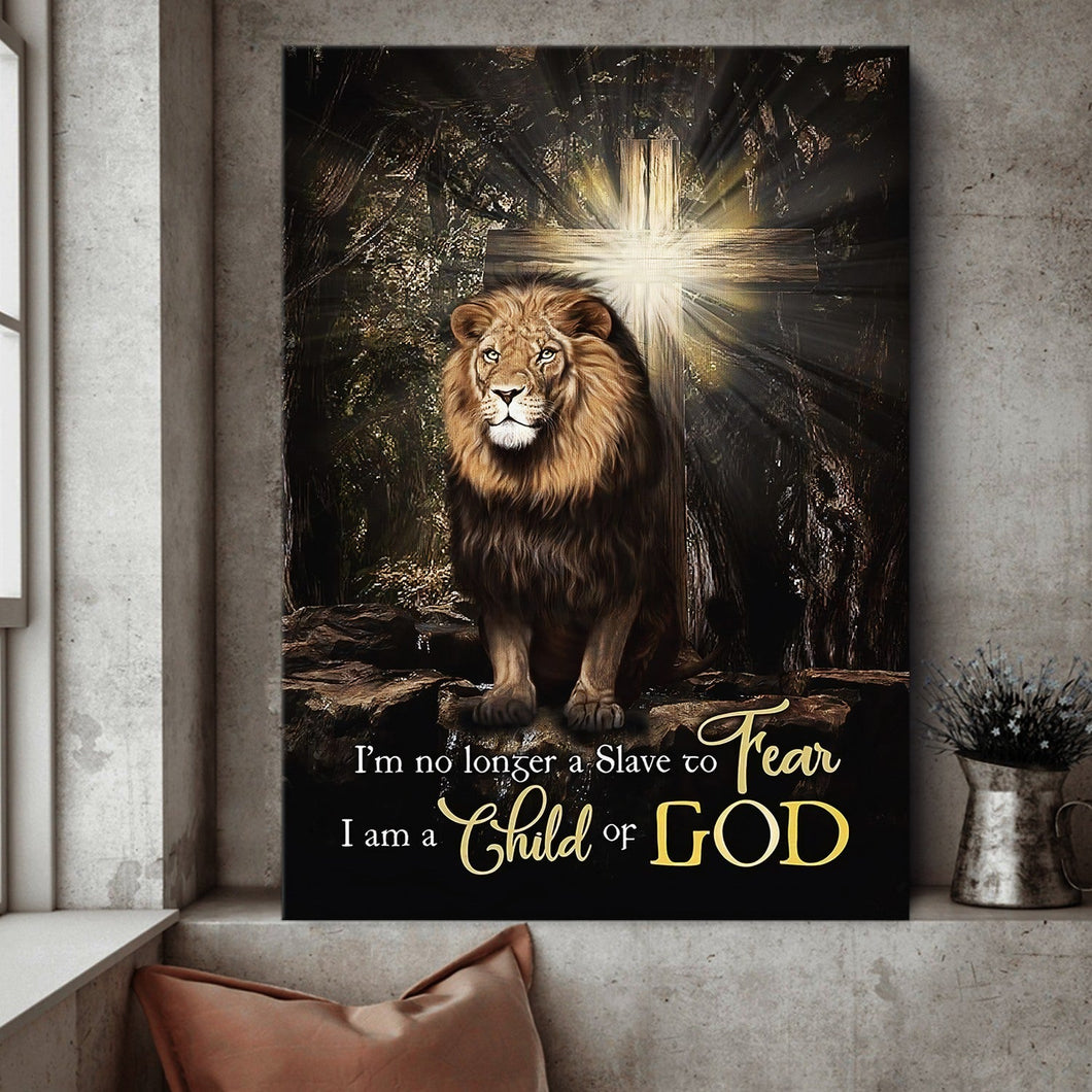 I'm No Longer A Slave To Fear Jesus Lion Cross  - Matte Canvas