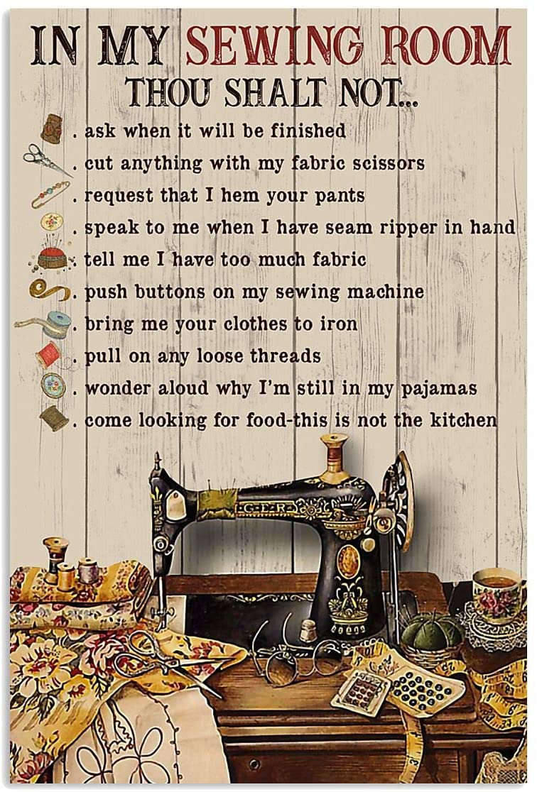 In My Sewing Room Thou Shall Not Canvas And Poster, Wall Decor Visual Art