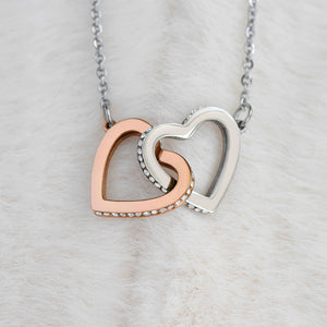 To My Amazing Bonus Daughter -  From Dad - Interlocking Hearts Necklace