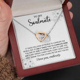 To My Soulmate | You Complete My World | Interlocking Hearts Necklace