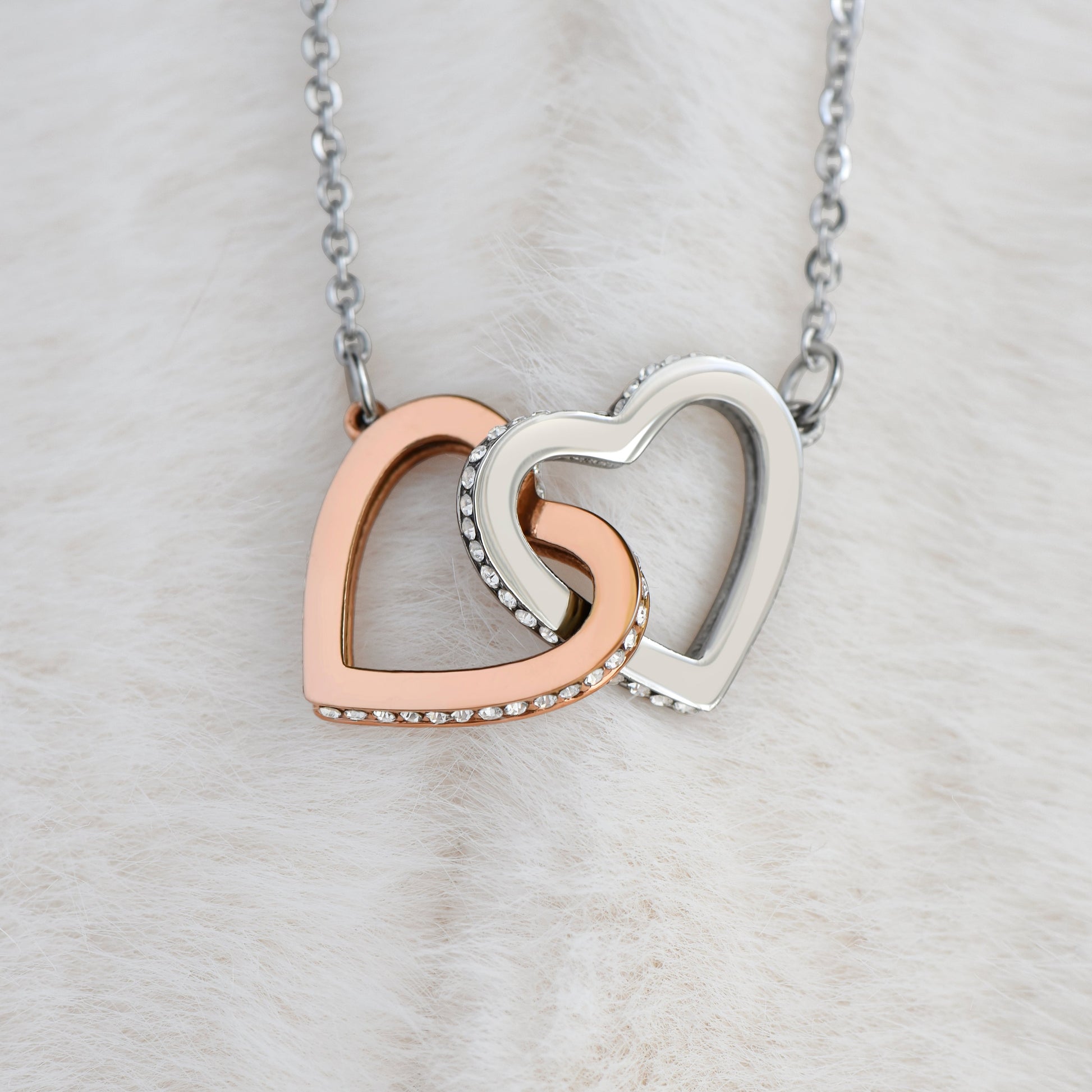 To My Chosen Sister - Interlocking Hearts Necklace - White Gift For Mom, necklace For Wife, Gift For Mother's Day
