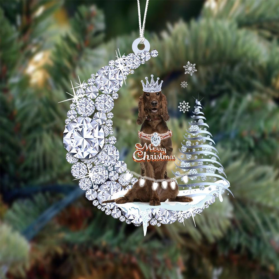 Irish Setter Diamond Moon Merry Christmas Ornament Christmas Decoration